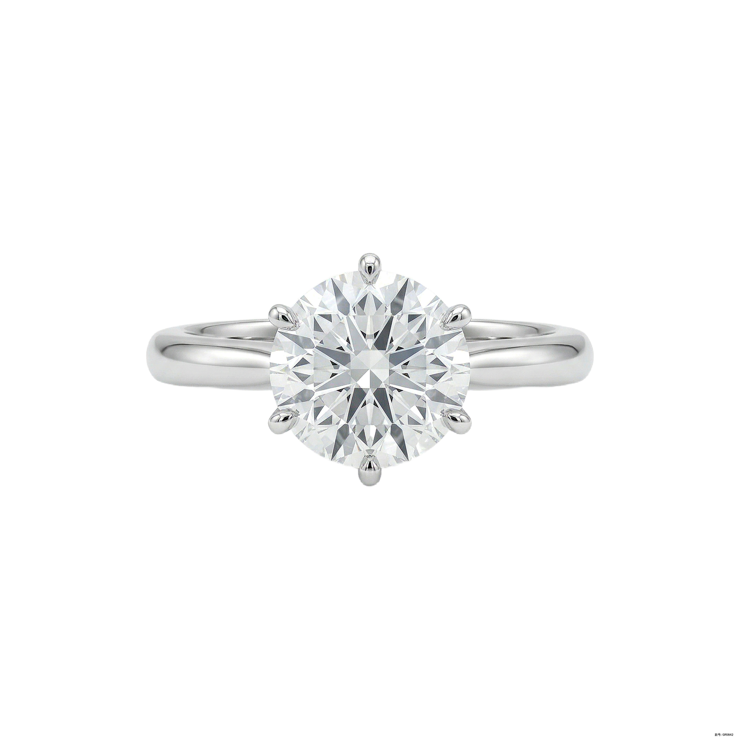 Round Brilliant Cut Diamond丨Classic Six-Prong Setting丨Platinum Ring