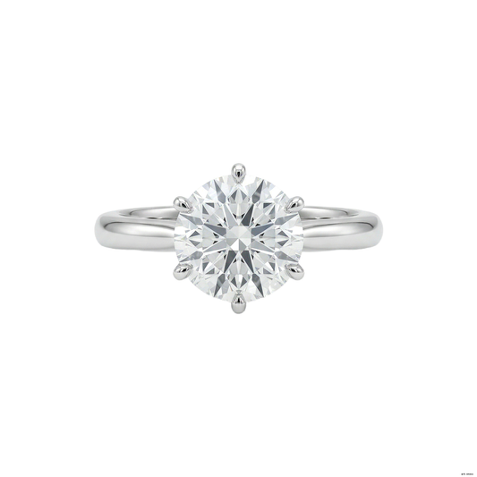 Round Brilliant Cut Diamond丨Classic Six-Prong Setting丨Platinum Ring
