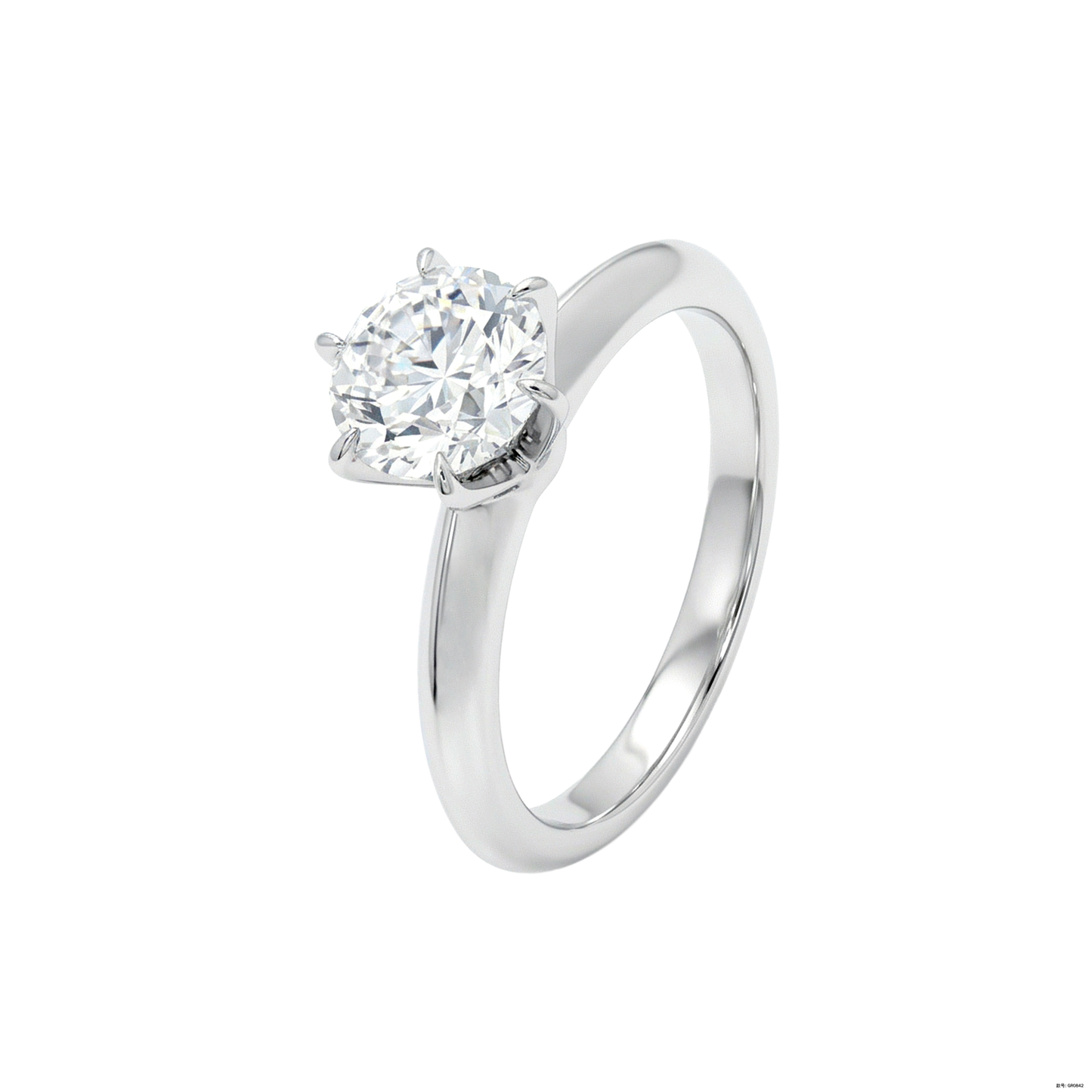 Round Brilliant Cut Diamond丨Classic Six-Prong Setting丨Platinum Ring