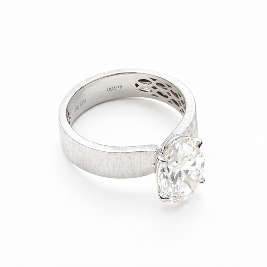 Oval Shape Cut Diamond丨Brushed Finish丨Thick Platinum Band