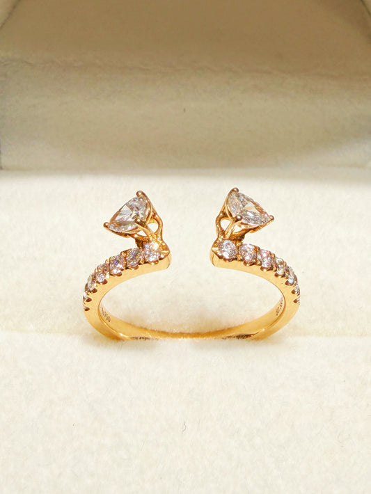 Open Cuff Pear Cut Diamond Ring | 18K Yellow Gold
