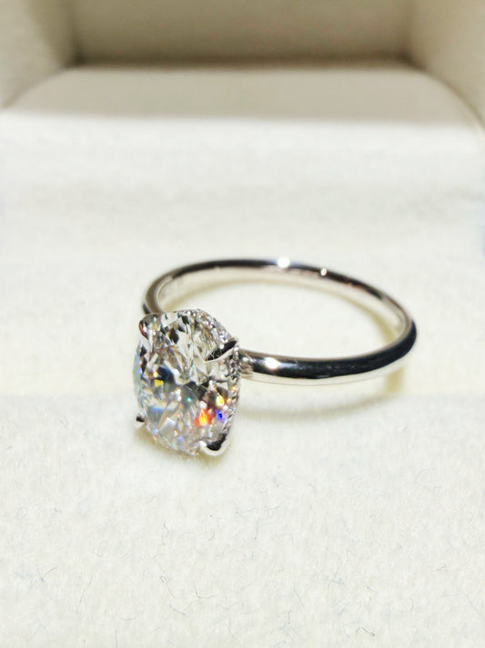 1.52-carat Oval Cut Diamond Solitaire Engagement Ring with Hidden Halo | 18K White Gold