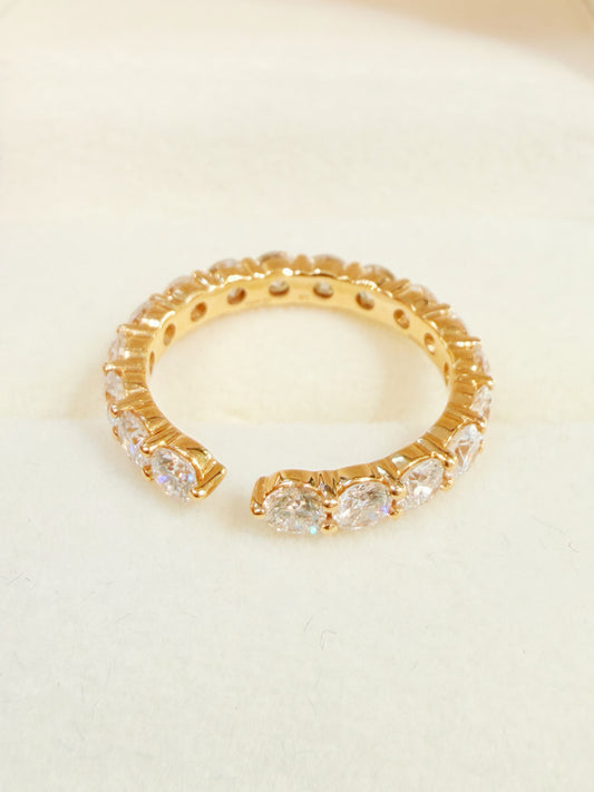 2 ctw Round Cut Diamond | Open Cuff Eternity Style | 18K Yellow Gold Band
