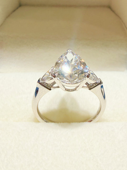 3 Carat Pear-Cut Diamond Three-Stone Engagement Ring | 18K White Gold